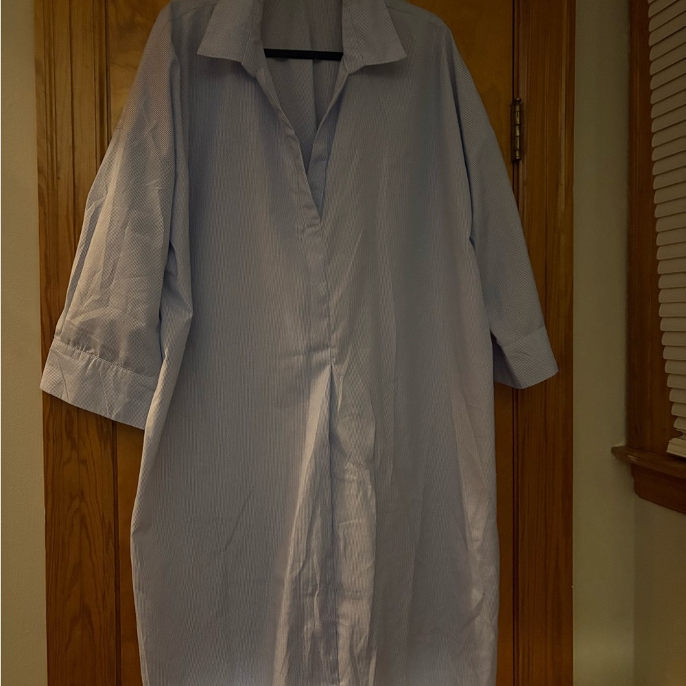 Light Blue Oversized Shirt Dress